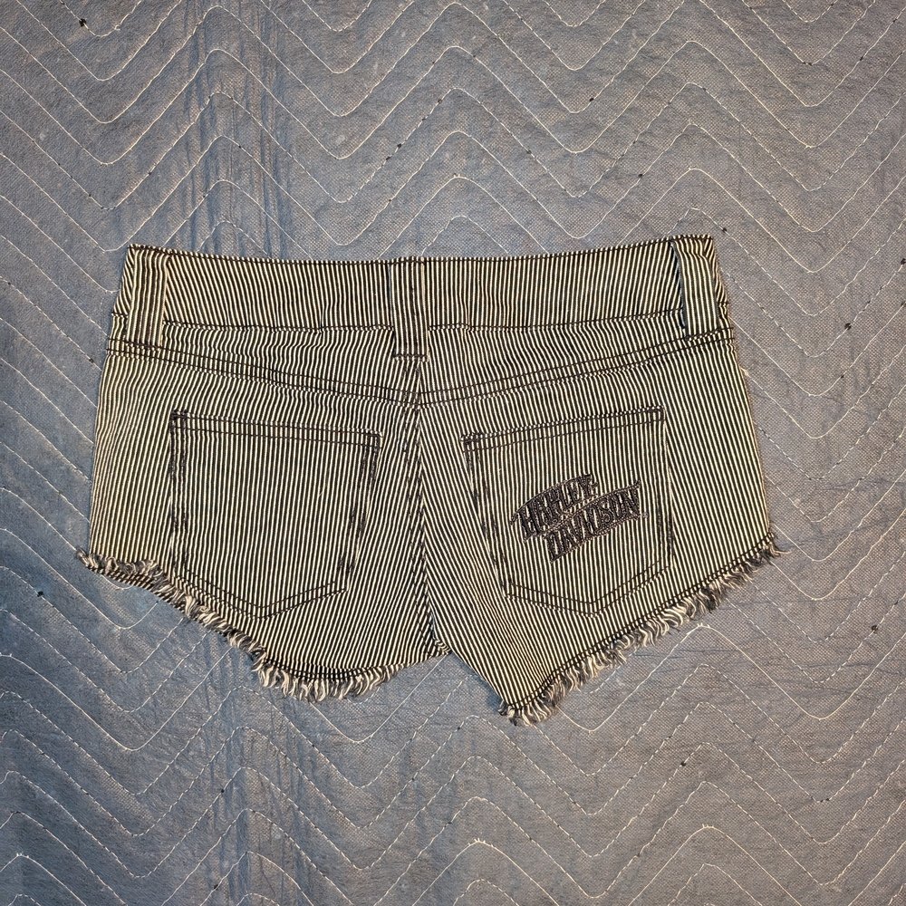 Harley-Davidson Black and White Striped Women Shorts